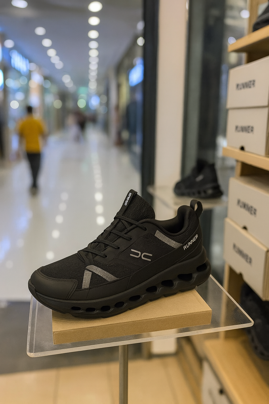 RUNNER – Chaussures de sport 100% noires, confort et performance